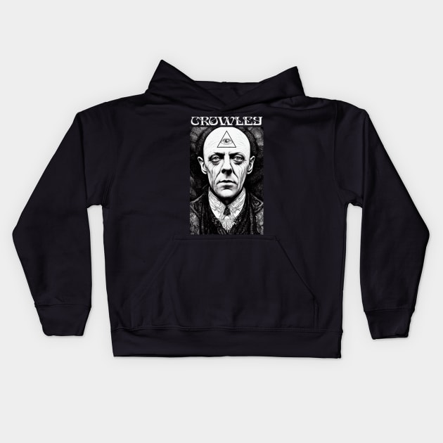 Aleister Crowley The Beast Occult Art Nouveau Illustration Kids Hoodie by AltrusianGrace